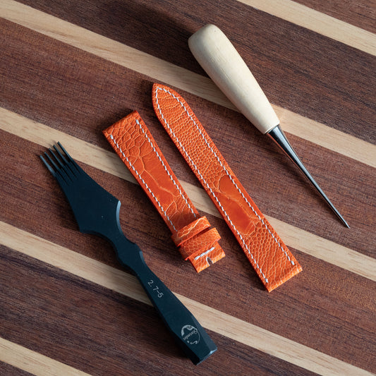 Orange Ostrich Leg Watch Strap