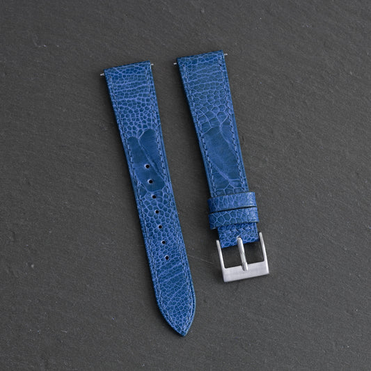 Blue Ostrich Leg Watch Strap
