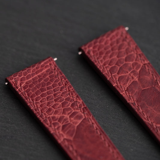 Red Ostrich Leg Strap for Cartier Deployment Clasps