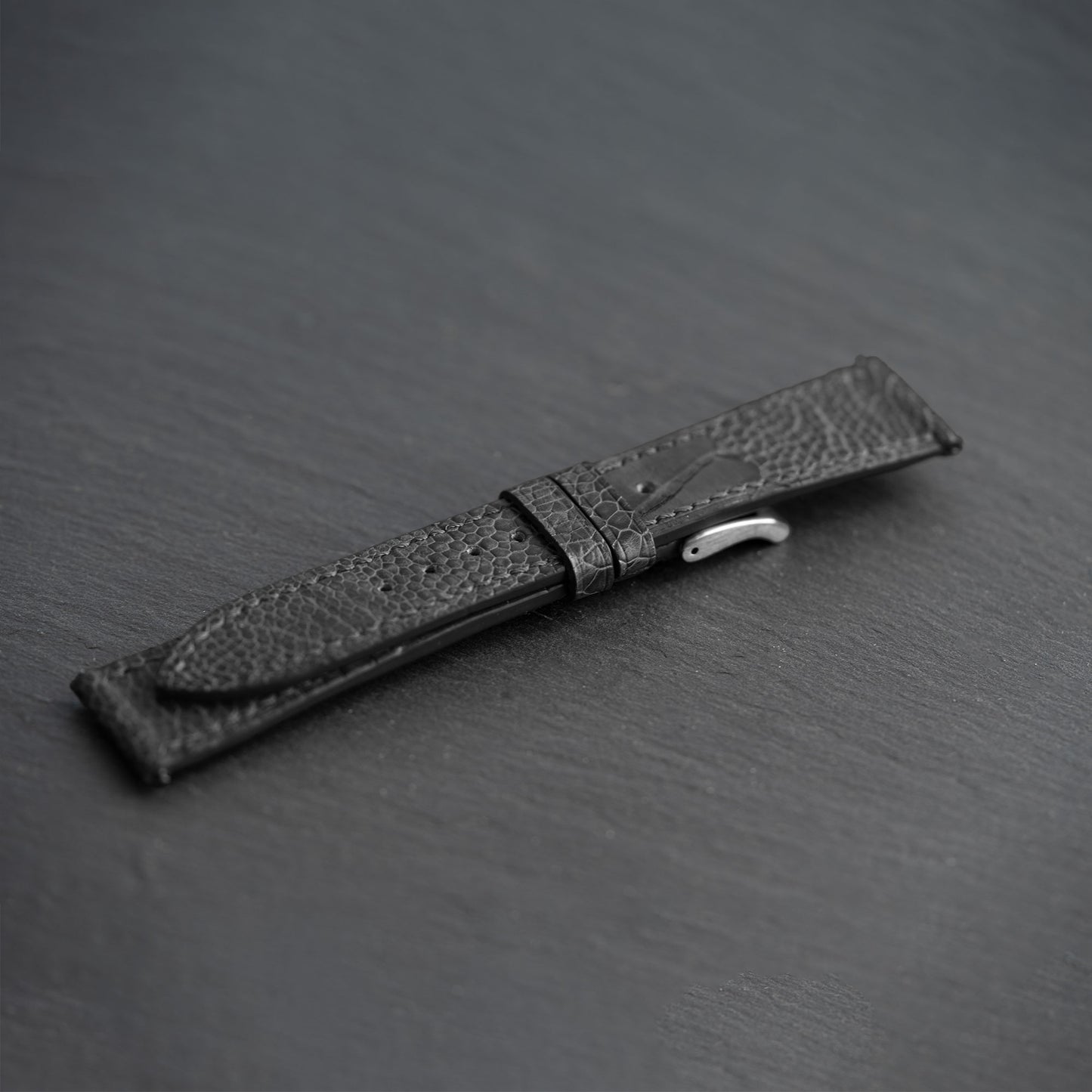 Black Ostrich Leg Watch Strap