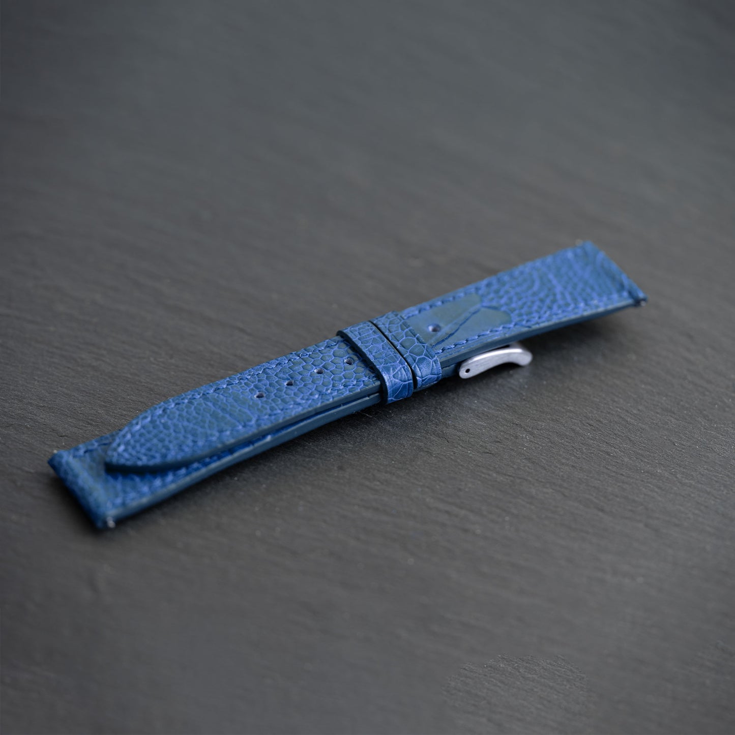 Blue Ostrich Leg Watch Strap