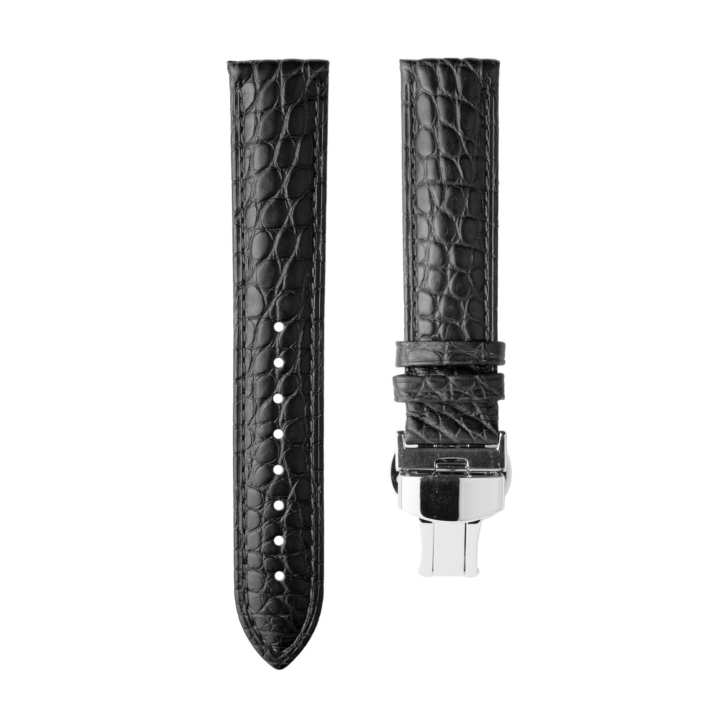 Black Alligator Strap With Deployant Clasp