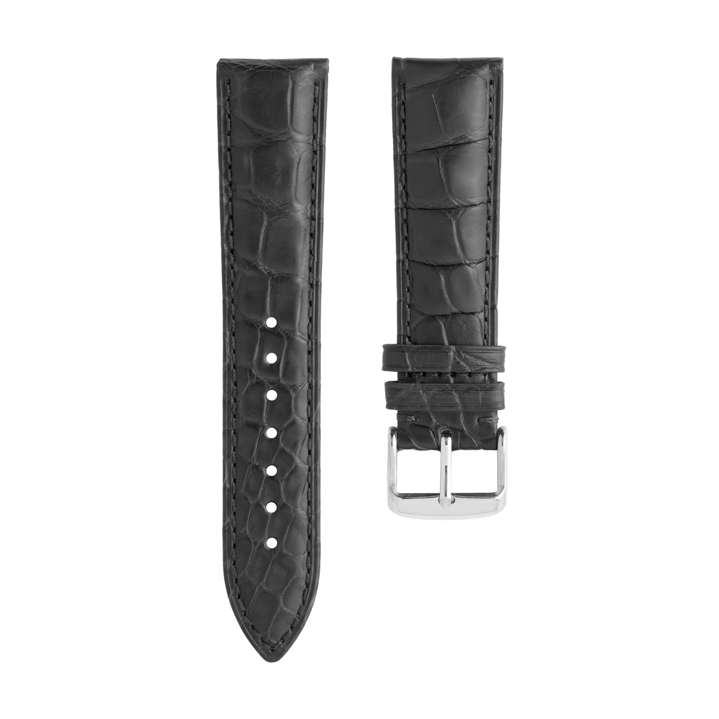 Black Round Scale Alligator Strap