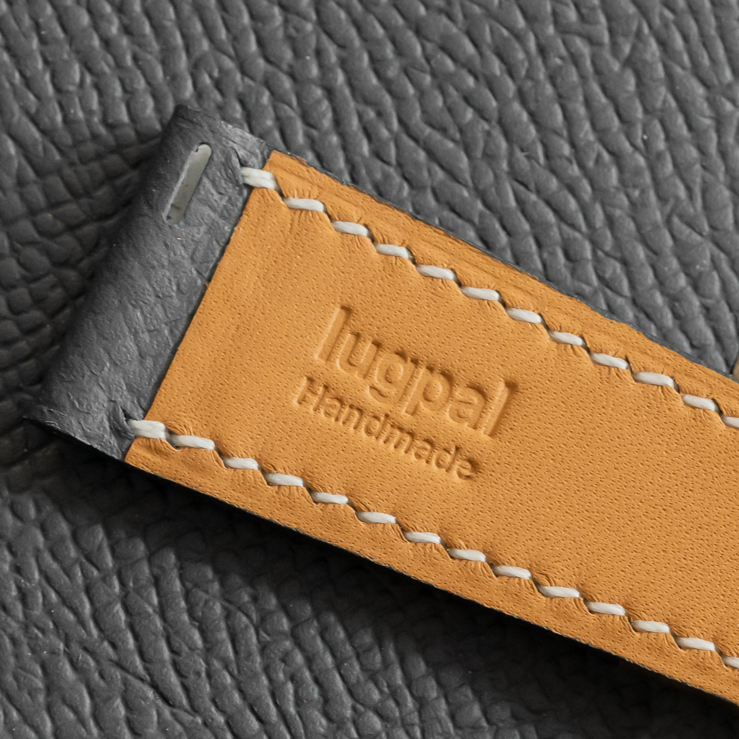 Black Epsom Watch Strap - White Stitch