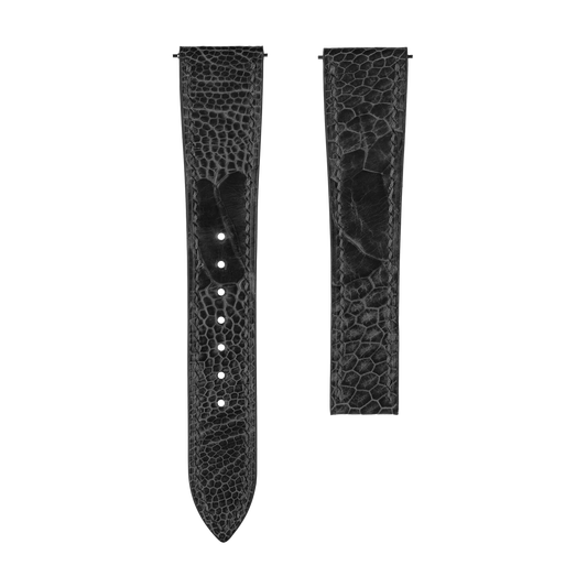 Black Ostrich Leg Strap for Omega Deployant Clasps