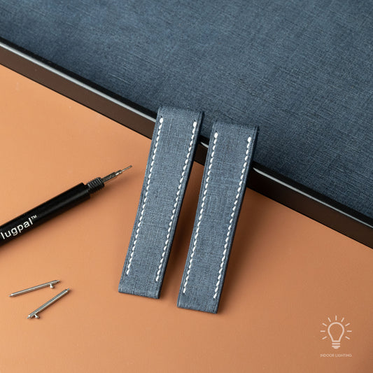 Blue Babele Fixed Length Strap - White Stitch