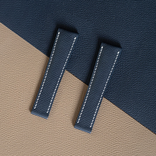 Blue Epsom Fixed Length Strap - White Stitch