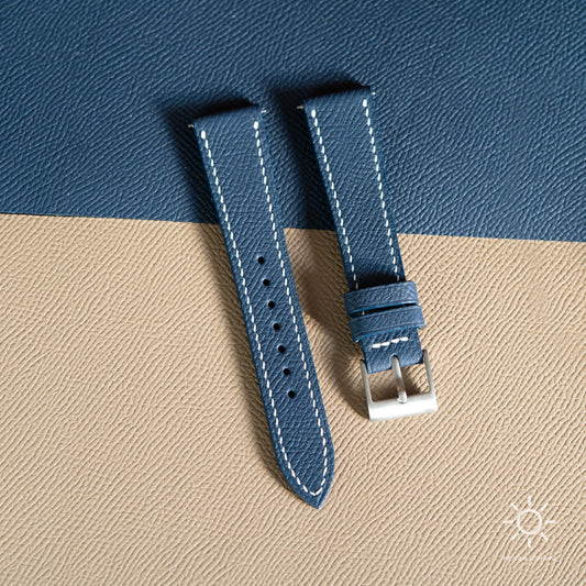 Blue Epsom Watch Strap - White Stitch