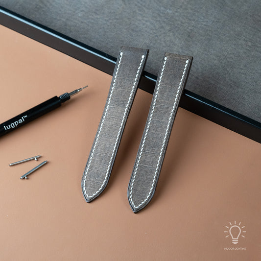 Brown Babele Double Fold Watch Strap for Cartier Deployant Clasps - White Stitch