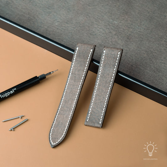 Brown Babele Single Fold Watch Strap for Cartier Deployant Clasps - White Stitch