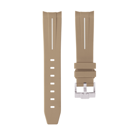 Dark Beige Moonwatch Strap with White Stripe