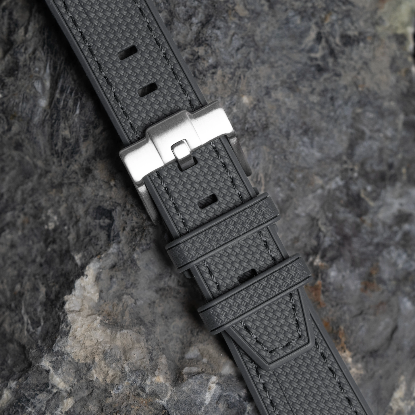 Dark Gray Moonwatch Strap with Gray Stitching