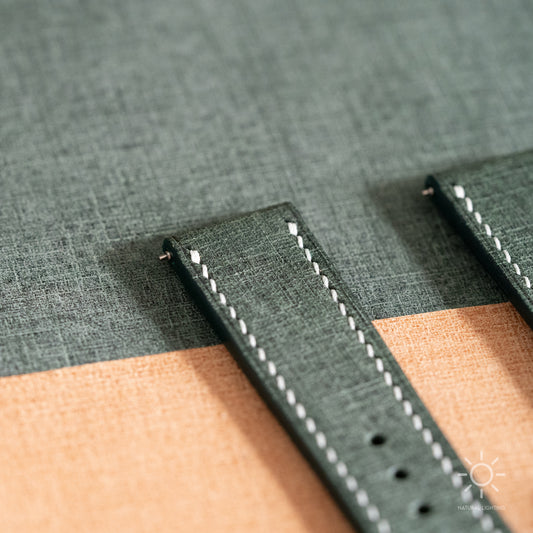 Green Babele Watch Strap for Cartier Deployment Clasps - White Stitch