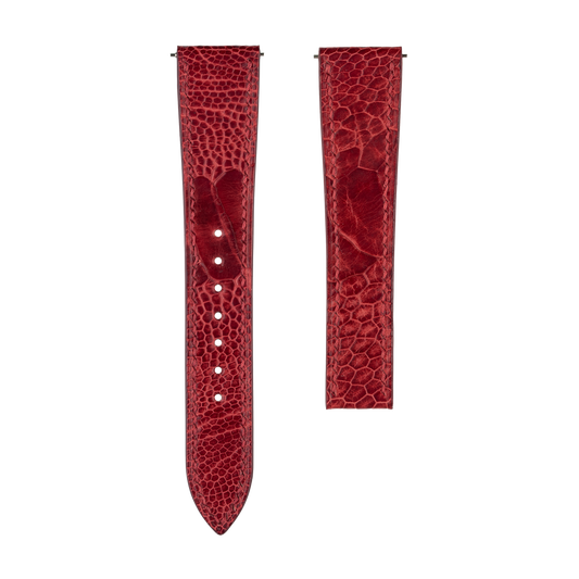 Red Ostrich Leg Strap for Omega Deployant Clasps