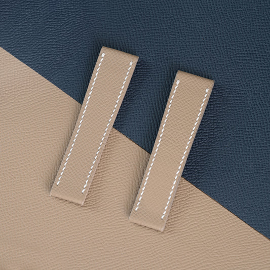Taupe Epsom Fixed Length Strap - White Stitch