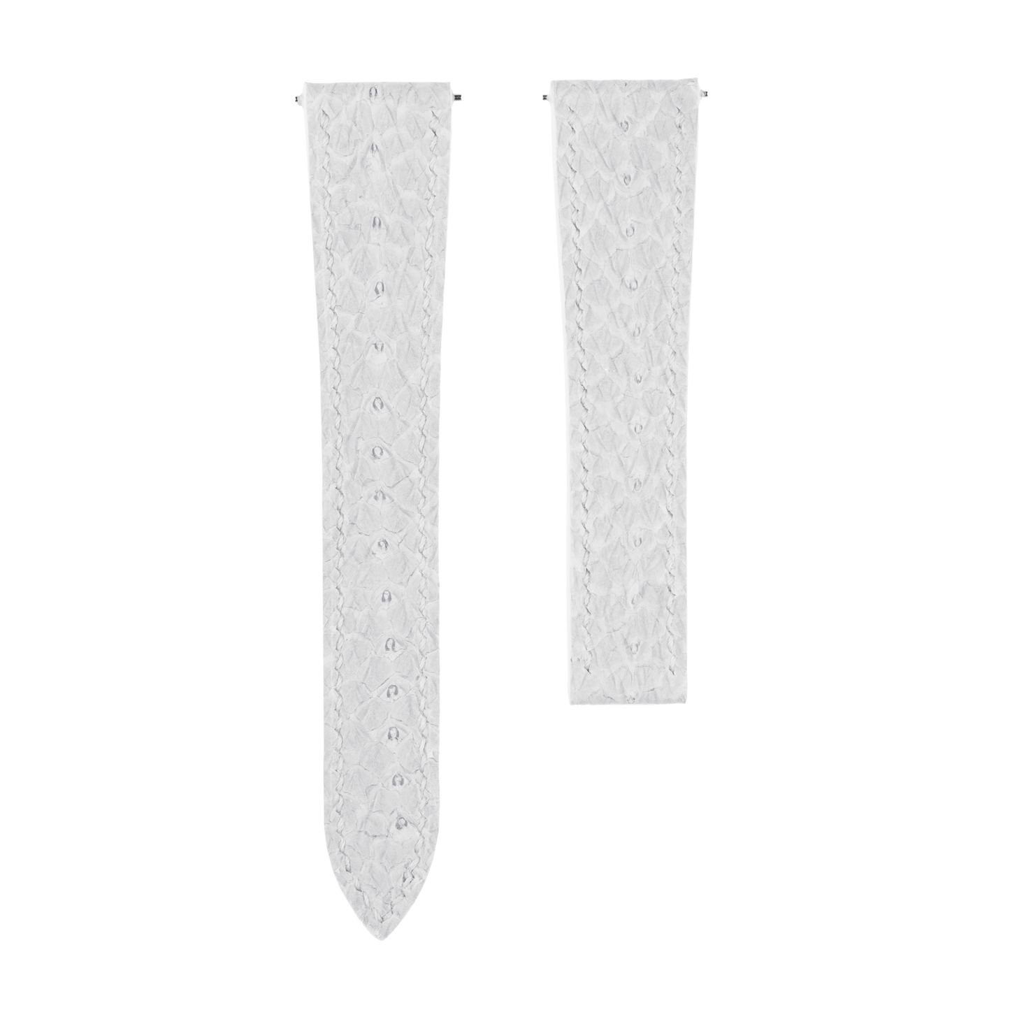 White Salmon Skin Single Fold Watch Strap for Cartier Deployant Clasps