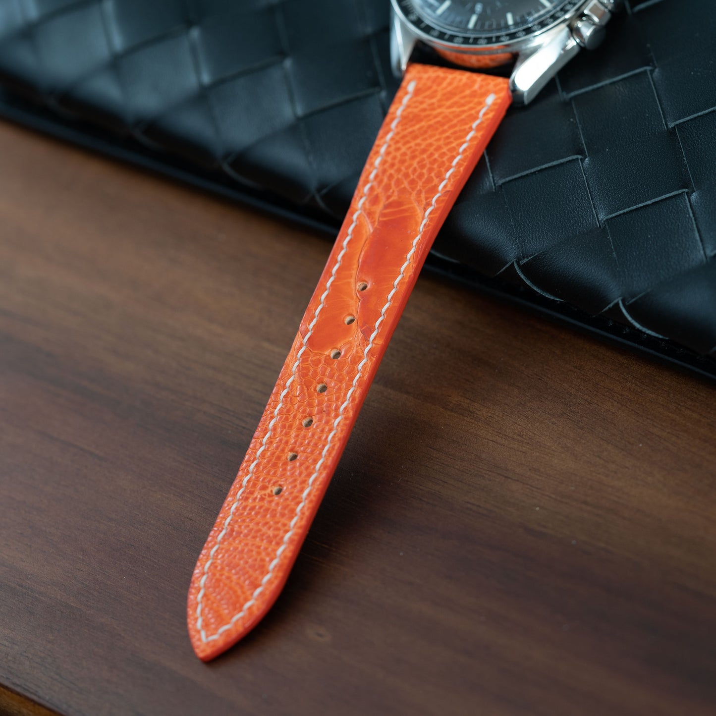Orange Ostrich Leg Watch Strap