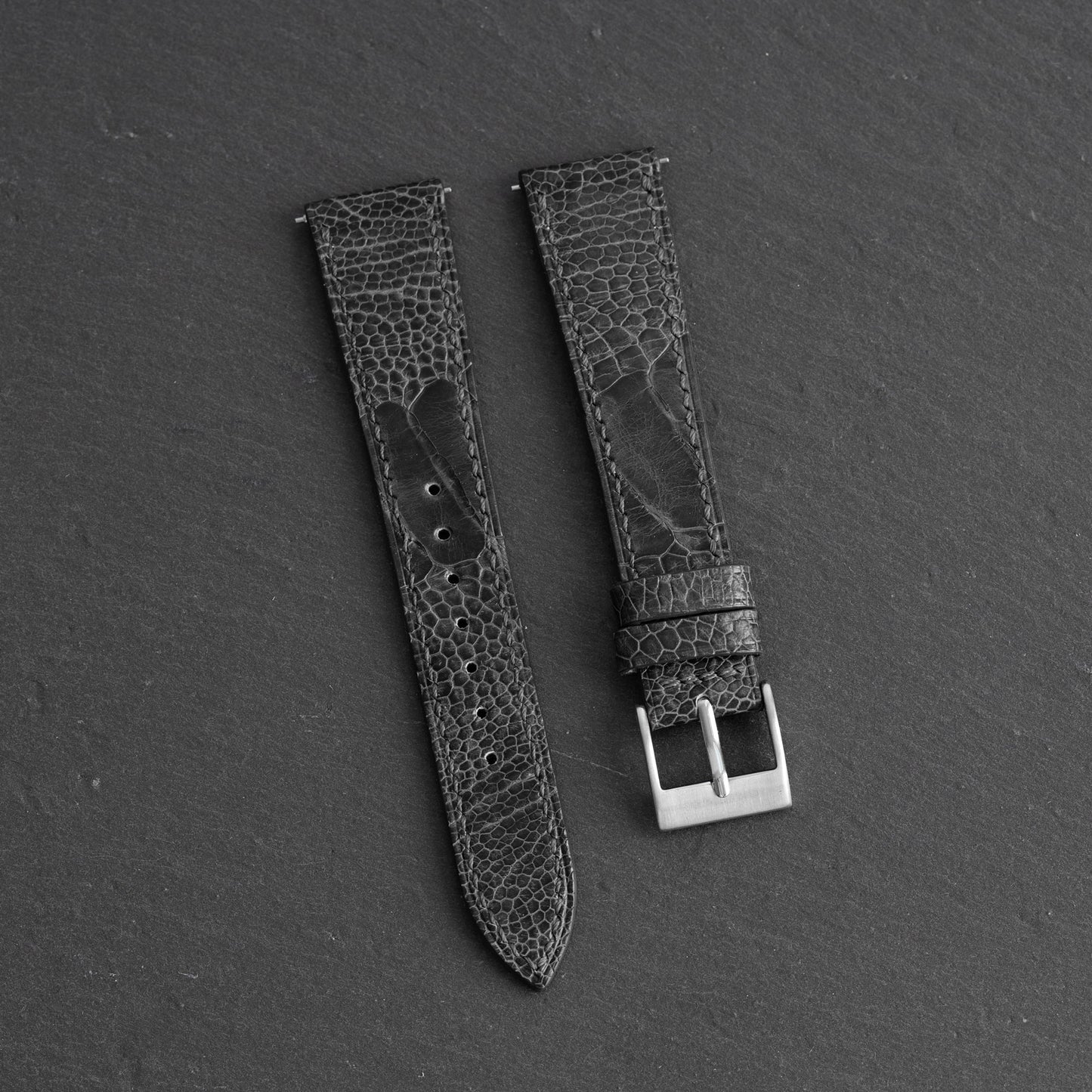 Black Ostrich Leg Watch Strap