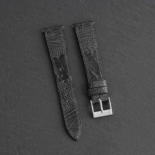 Black Ostrich Leg Watch Strap