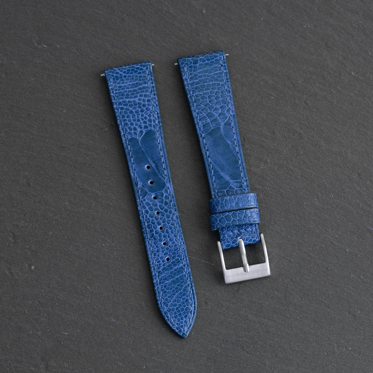 Blue Ostrich Leg Watch Strap