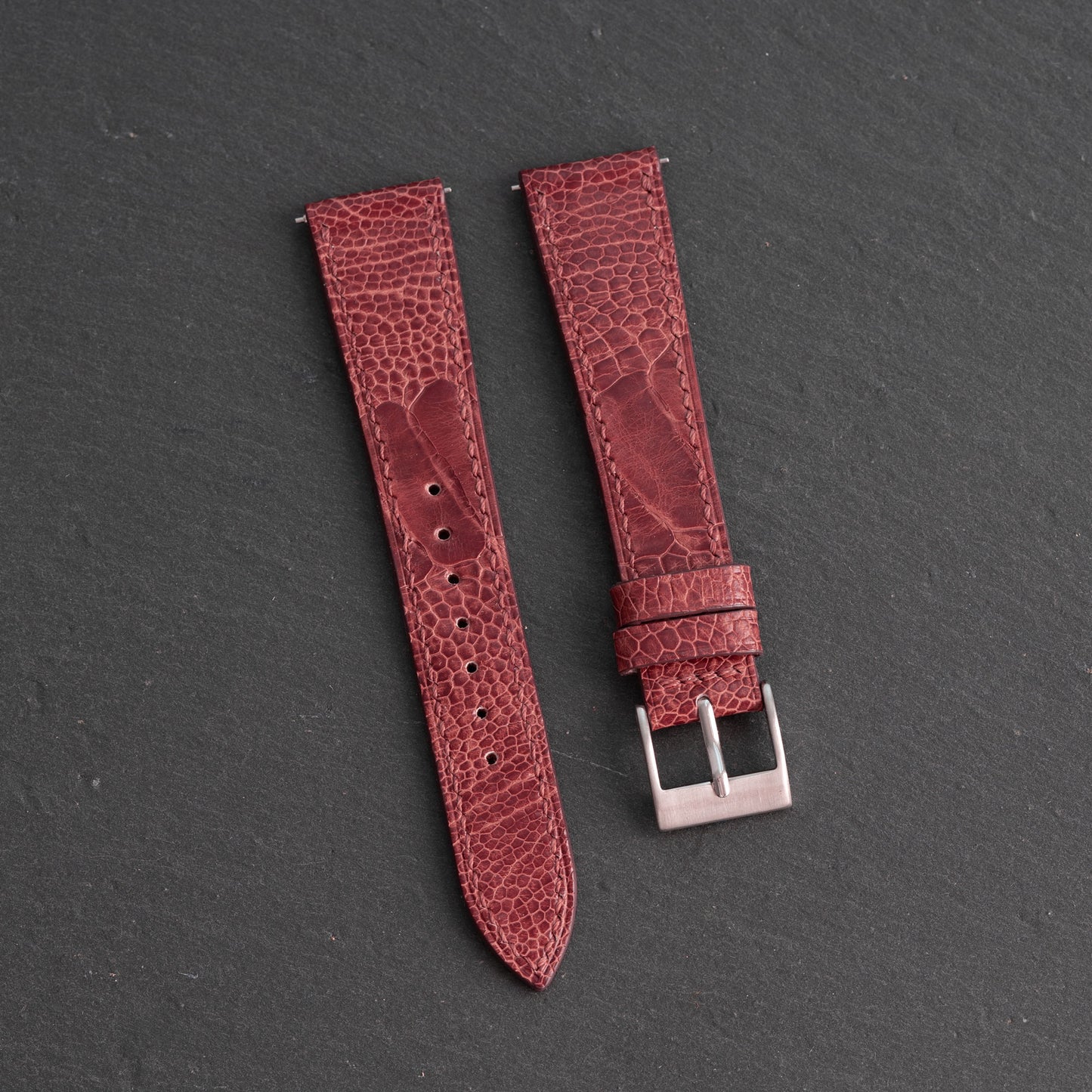 Red Ostrich Leg Watch Strap