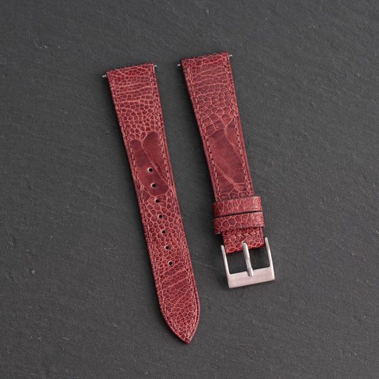 Red Ostrich Leg Watch Strap