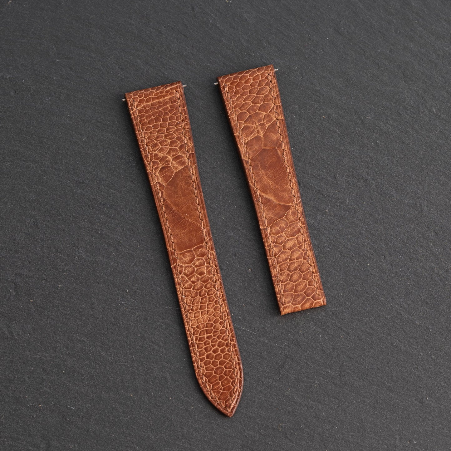 Brown Ostrich Leg Strap for Tag Heuer Deployant Clasps