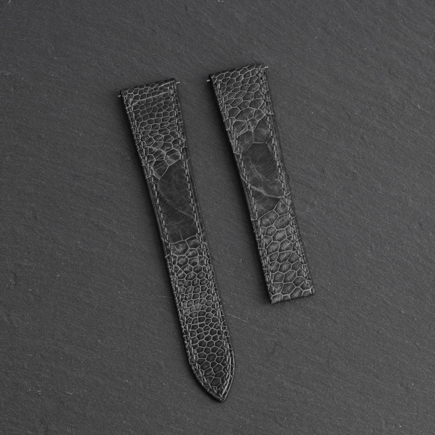 Black Ostrich Leg Strap for Tag Heuer Deployant Clasps