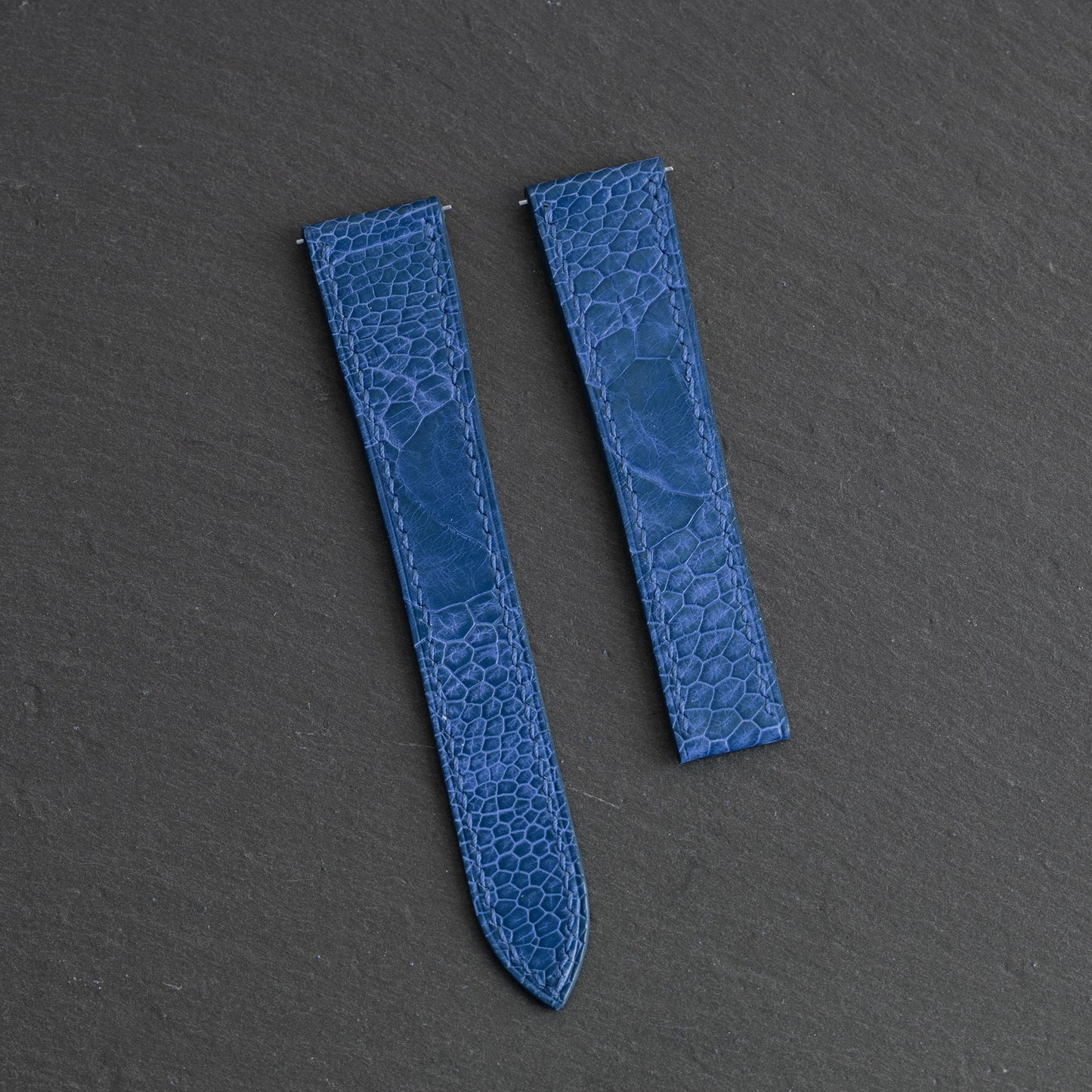 Blue Ostrich Leg Strap for Tag Heuer Deployant Clasps
