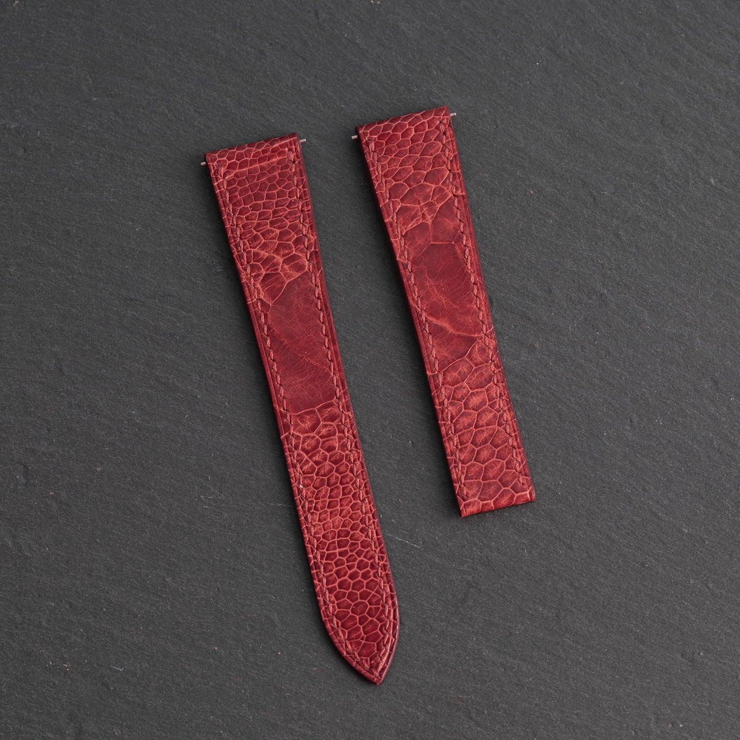 Red Ostrich Leg Strap for Tag Heuer Deployant Clasps