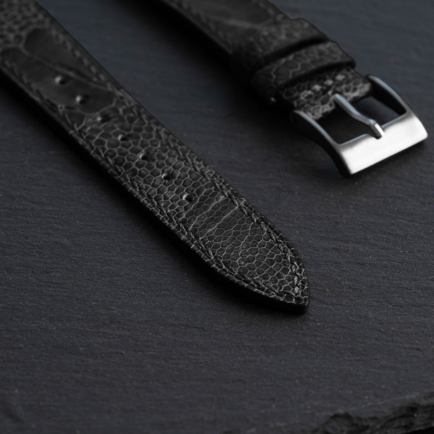 Black Ostrich Leg Watch Strap
