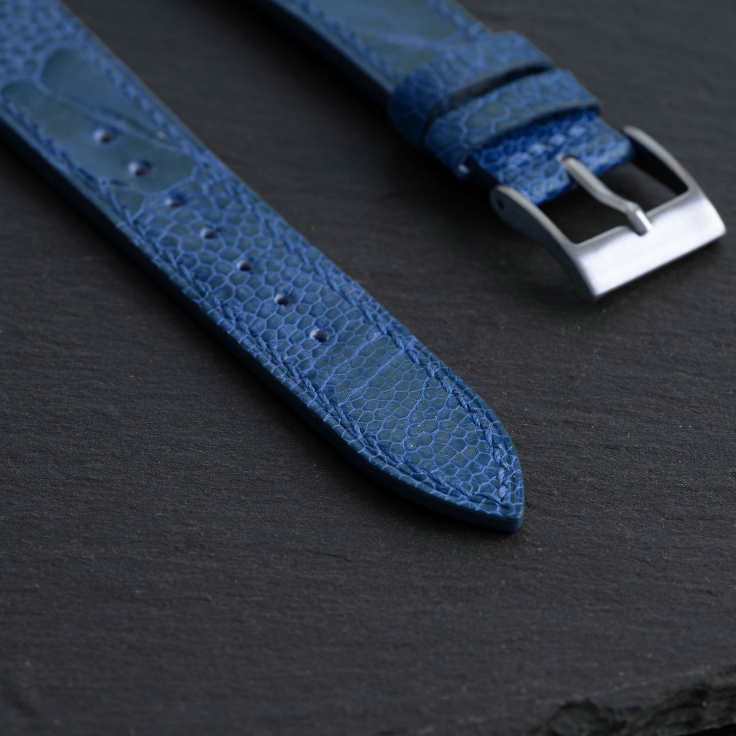 Blue Ostrich Leg Watch Strap