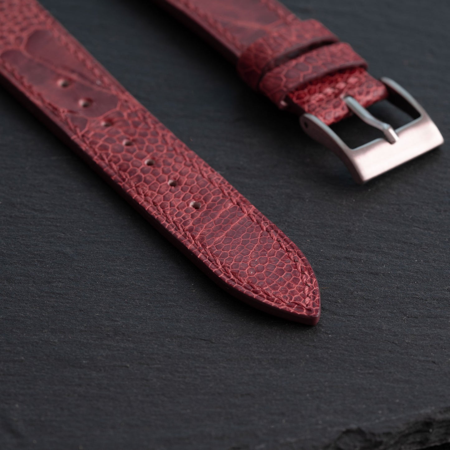 Red Ostrich Leg Watch Strap
