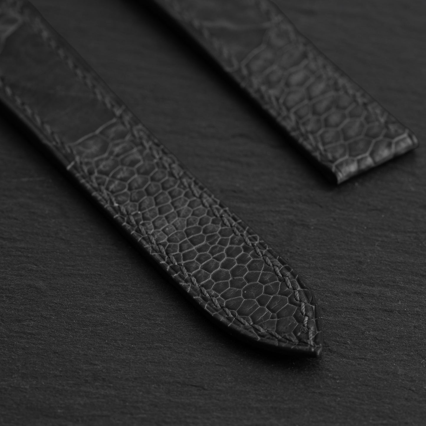 Black Ostrich Leg Strap for Tag Heuer Deployant Clasps