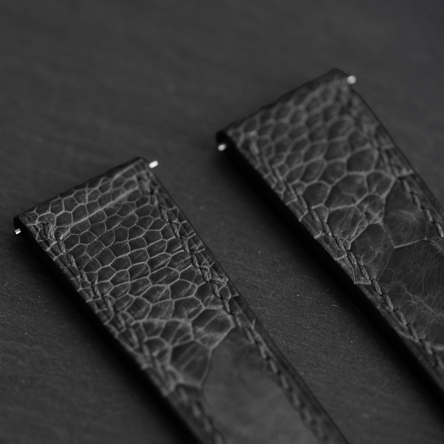 Black Ostrich Leg Watch Strap