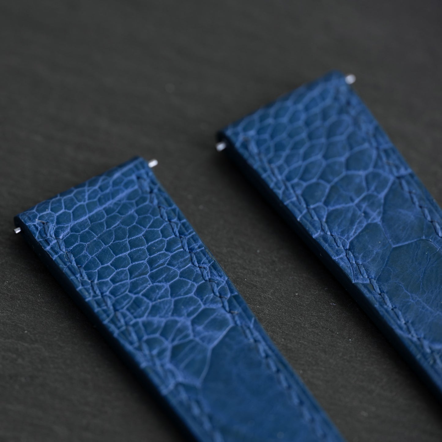 Blue Ostrich Leg Strap for Omega Deployant Clasps