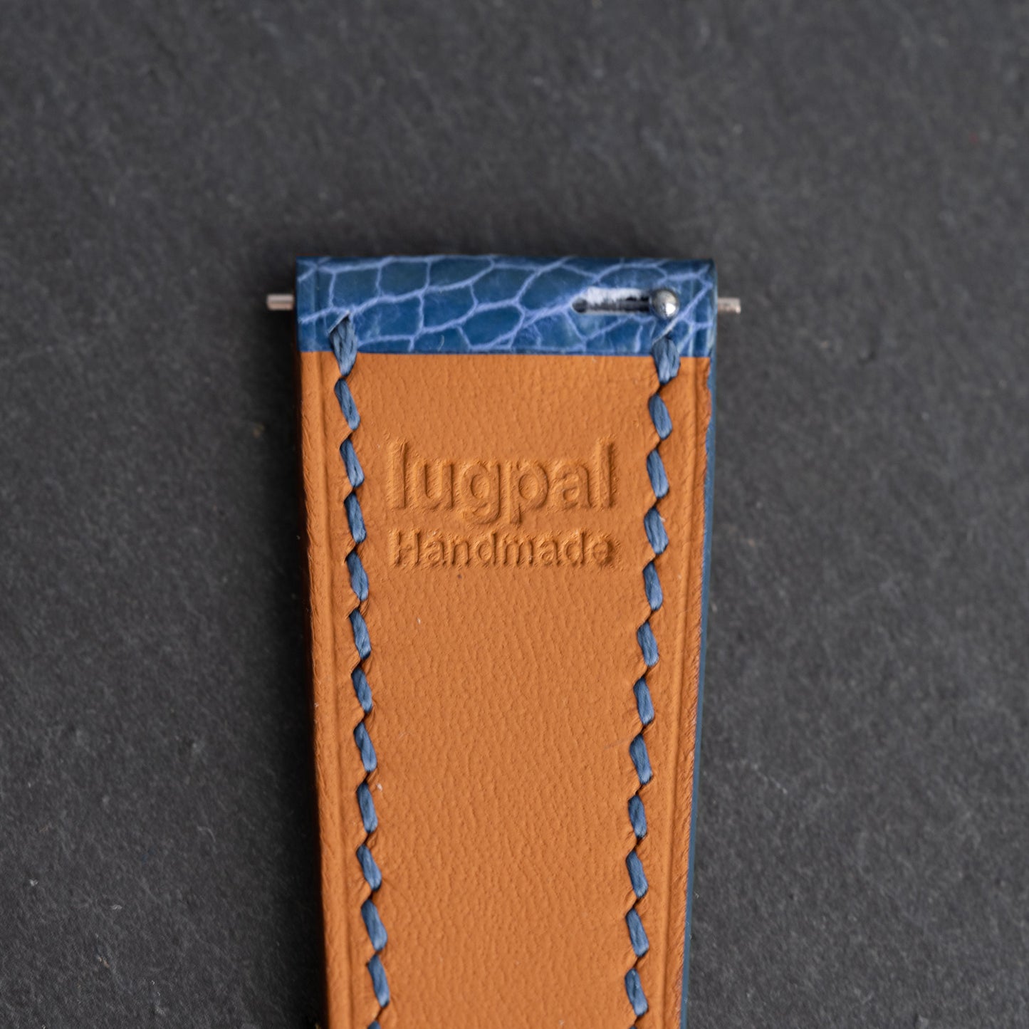 Blue Ostrich Leg Watch Strap
