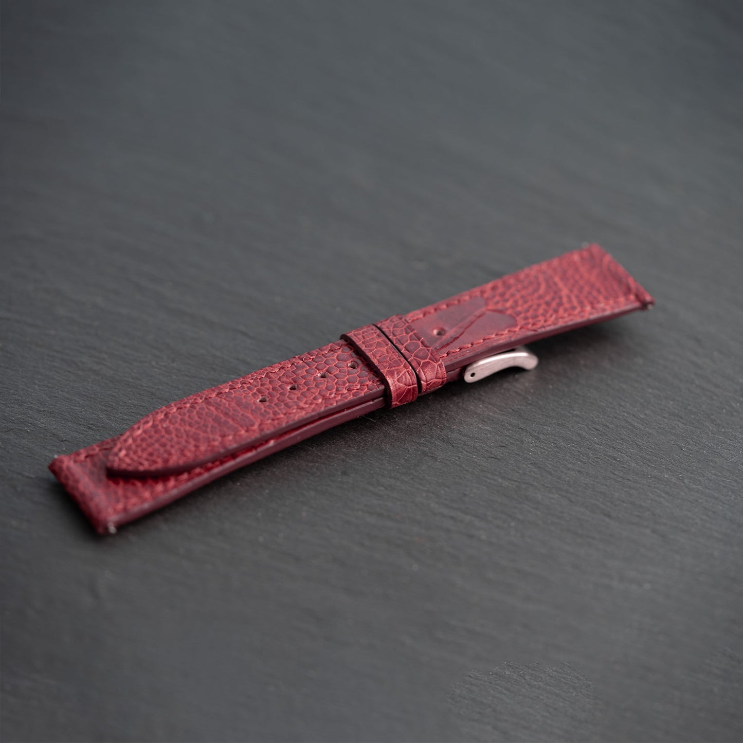 Red Ostrich Leg Watch Strap