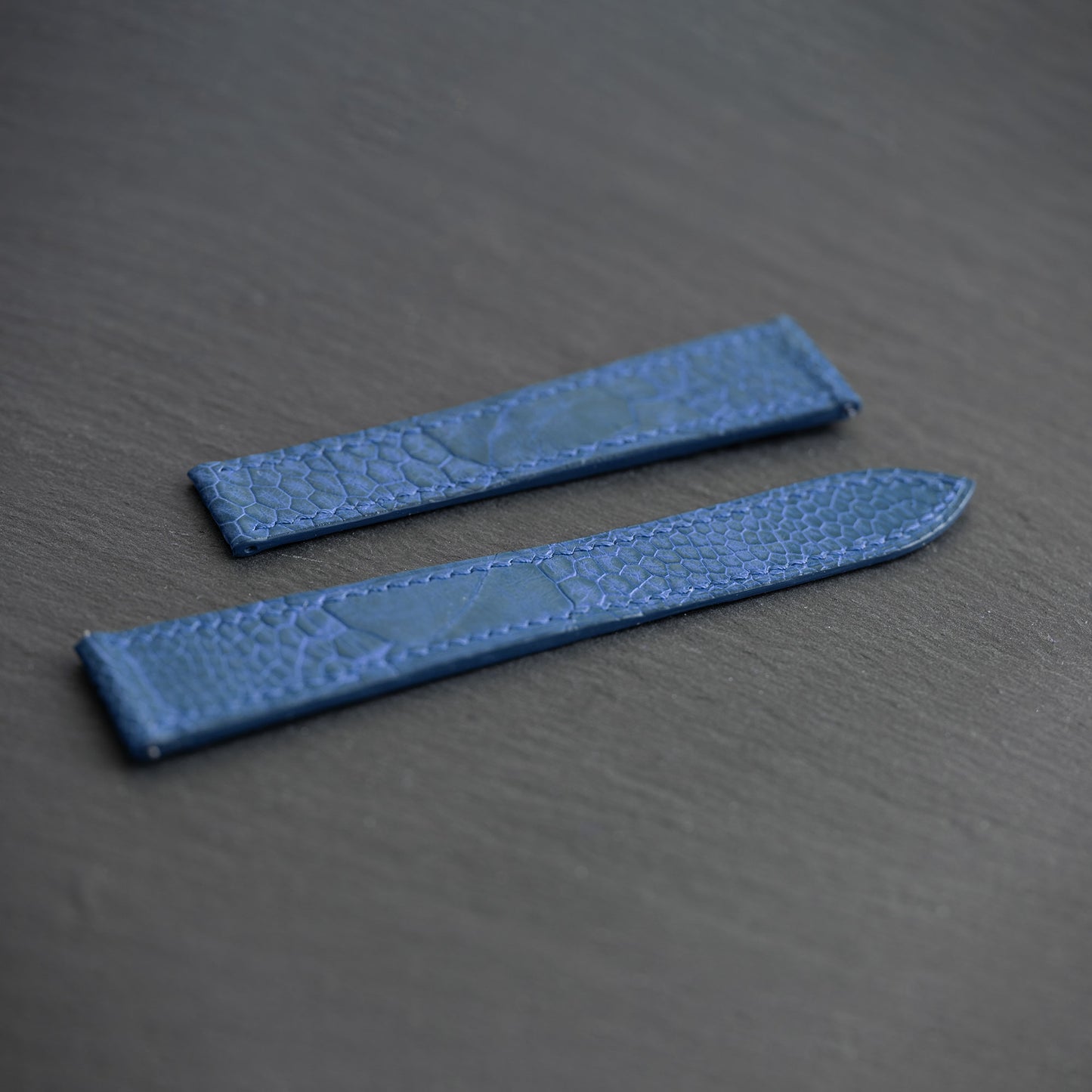 Blue Ostrich Leg Strap for Tag Heuer Deployant Clasps