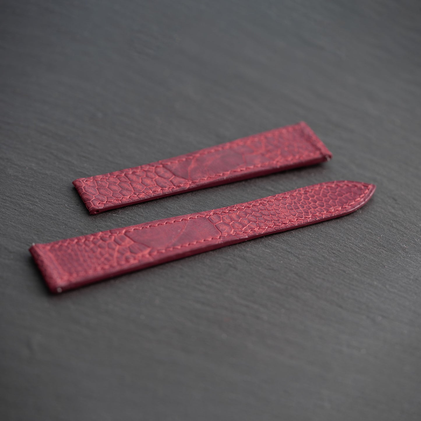 Red Ostrich Leg Strap for Tag Heuer Deployant Clasps