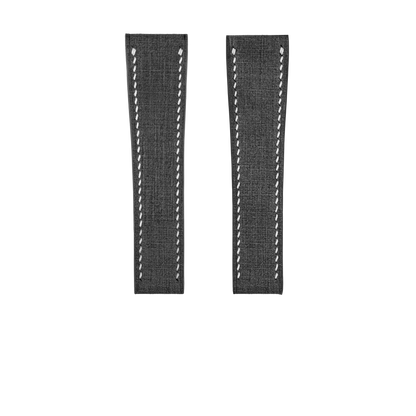 Black Babele Fixed Length Strap - White Stitch