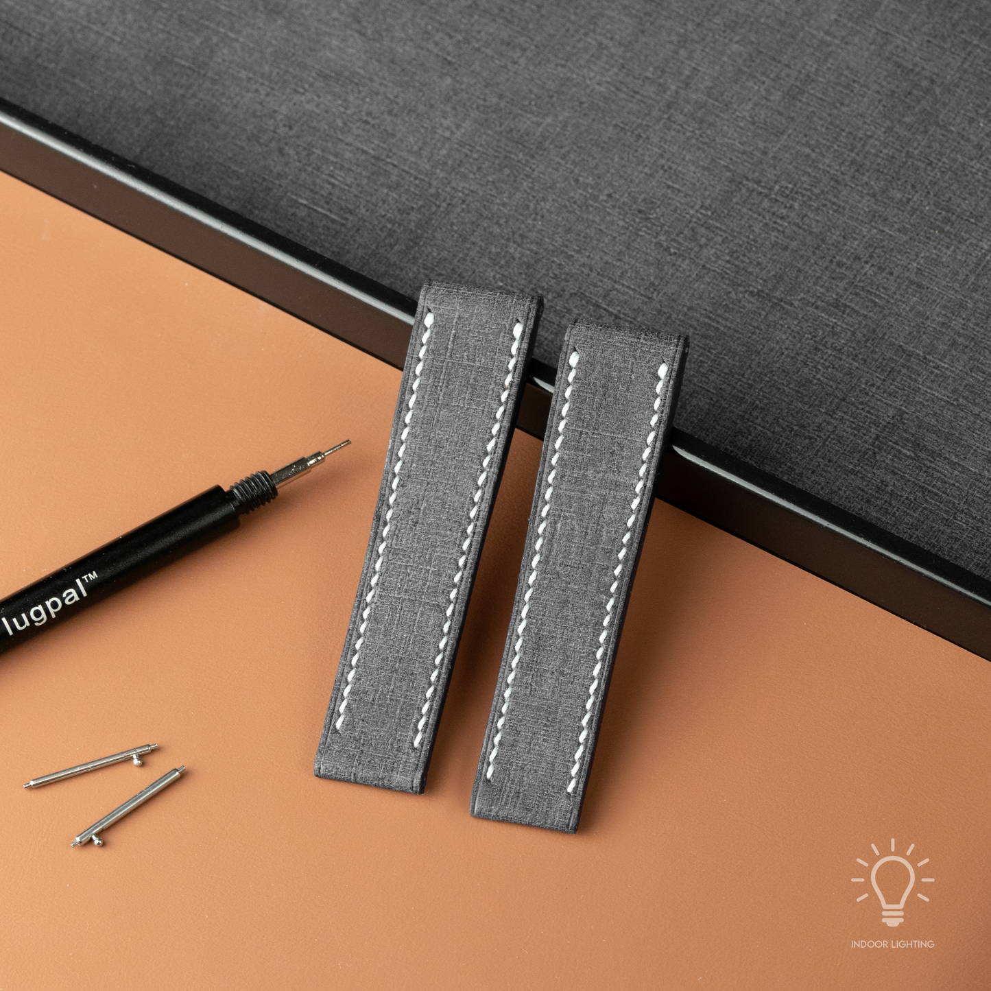 Black Babele Fixed Length Strap - White Stitch