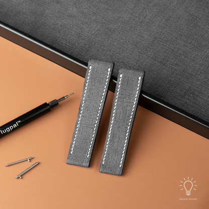 Black Babele Fixed Length Strap - White Stitch