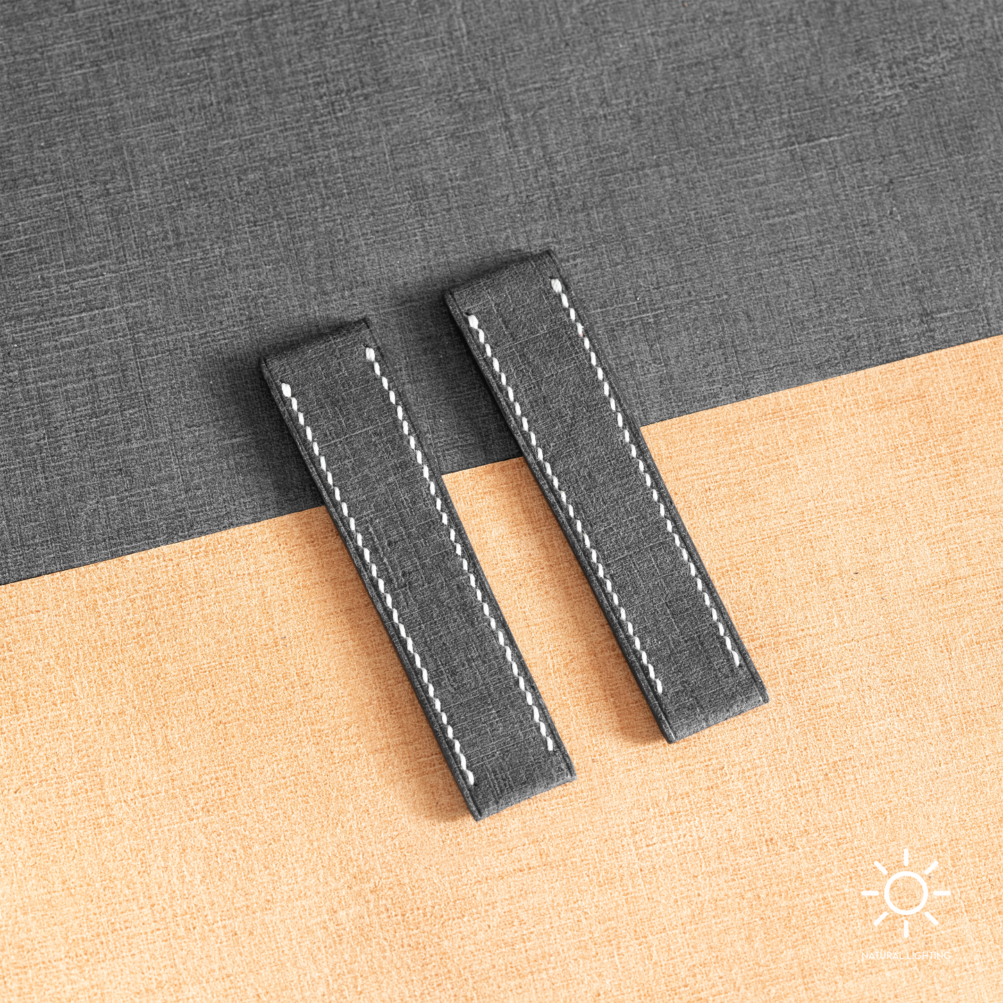 Black Babele Fixed Length Strap - White Stitch