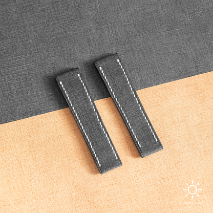 Black Babele Fixed Length Strap - White Stitch