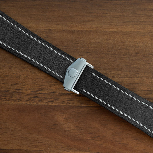 Black Babele Strap for Tag Heuer Deployant Clasps