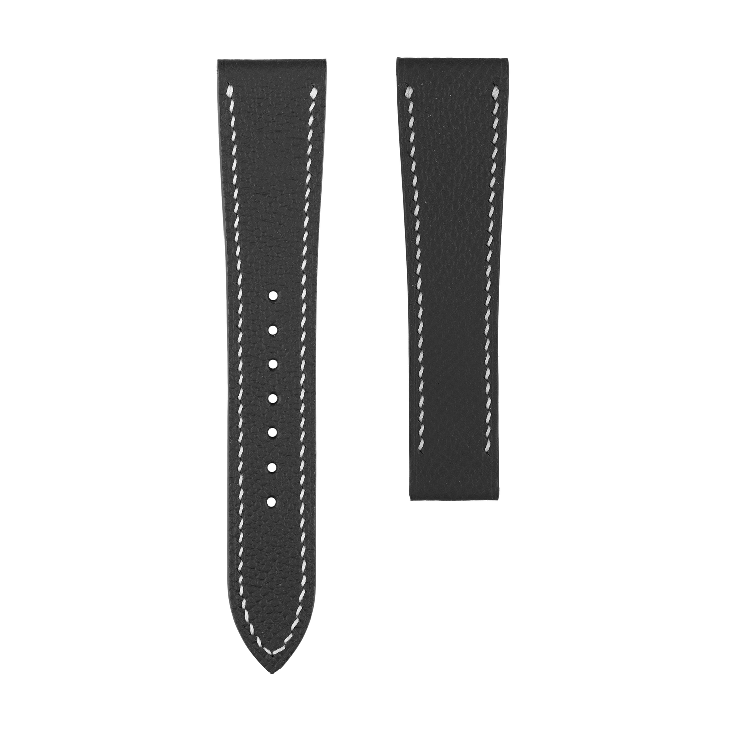 Black Epsom Watch Strap for Cartier Deployment Clasps - White Stitch