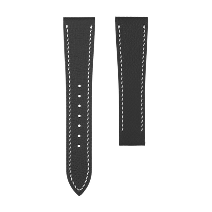 Black Epsom Watch Strap for Cartier Deployment Clasps - White Stitch