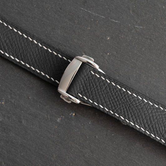 Black Epsom Strap for Omega Deployant Clasps