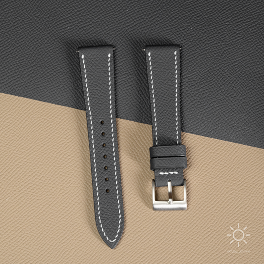 Black Epsom Watch Strap - White Stitch